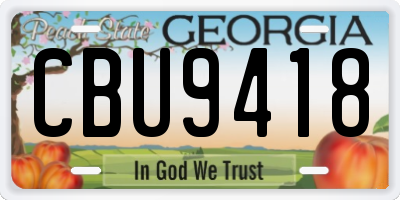 GA license plate CBU9418