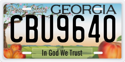 GA license plate CBU9640