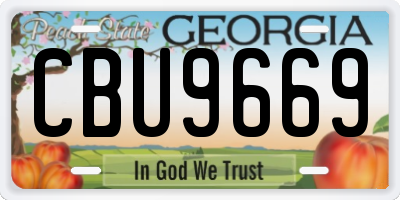 GA license plate CBU9669