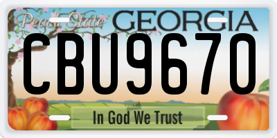 GA license plate CBU9670