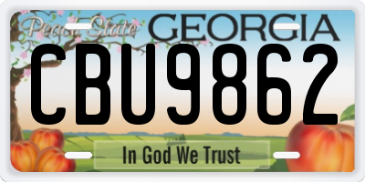 GA license plate CBU9862