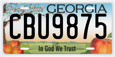 GA license plate CBU9875