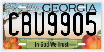 GA license plate CBU9905