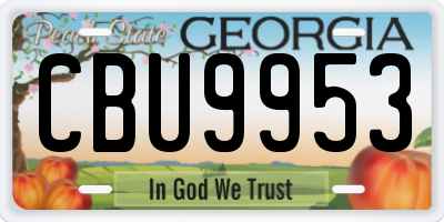 GA license plate CBU9953