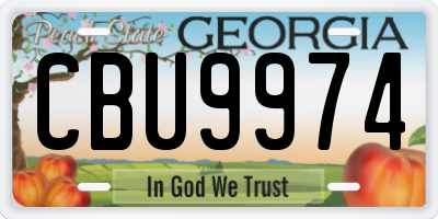 GA license plate CBU9974