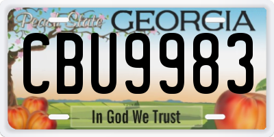 GA license plate CBU9983