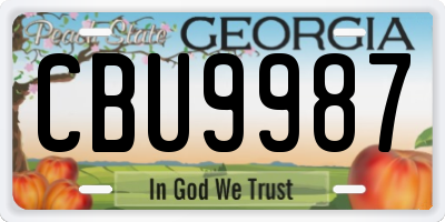 GA license plate CBU9987