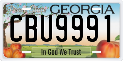 GA license plate CBU9991