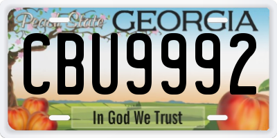 GA license plate CBU9992