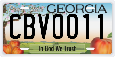 GA license plate CBV0011