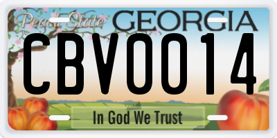 GA license plate CBV0014