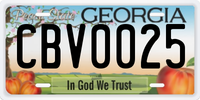 GA license plate CBV0025