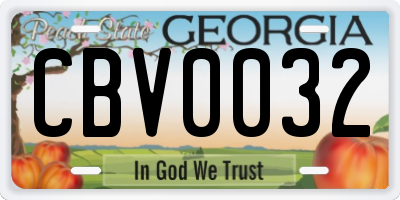 GA license plate CBV0032