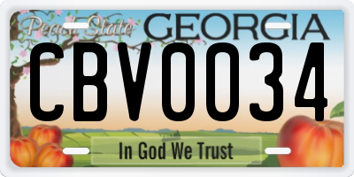 GA license plate CBV0034