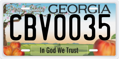 GA license plate CBV0035