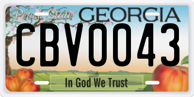 GA license plate CBV0043