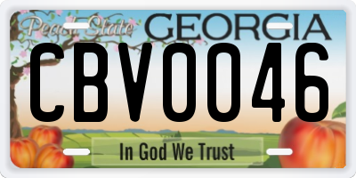 GA license plate CBV0046