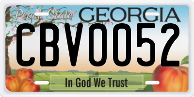 GA license plate CBV0052