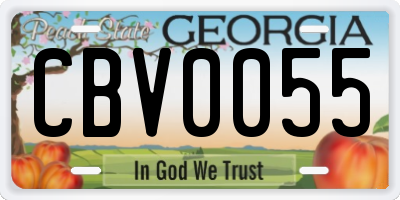 GA license plate CBV0055