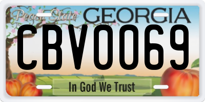 GA license plate CBV0069