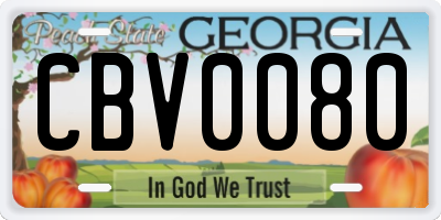 GA license plate CBV0080
