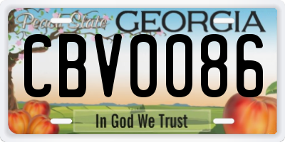 GA license plate CBV0086