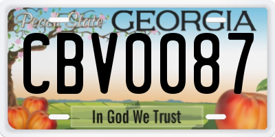 GA license plate CBV0087