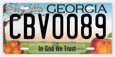 GA license plate CBV0089