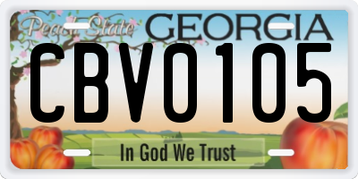 GA license plate CBV0105
