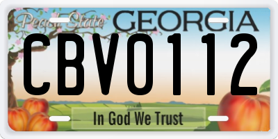 GA license plate CBV0112