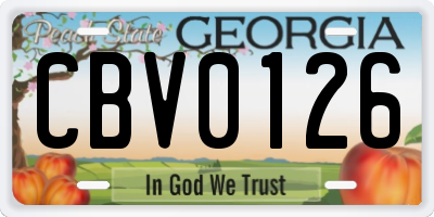 GA license plate CBV0126