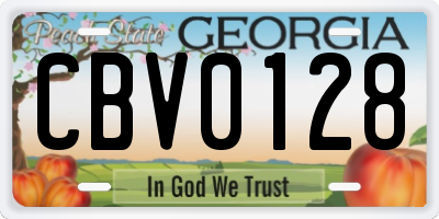 GA license plate CBV0128