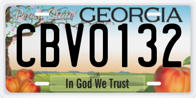 GA license plate CBV0132