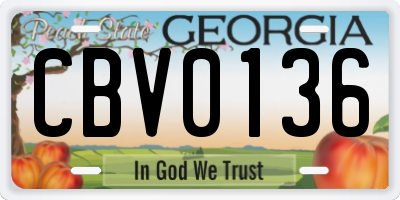 GA license plate CBV0136