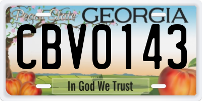 GA license plate CBV0143