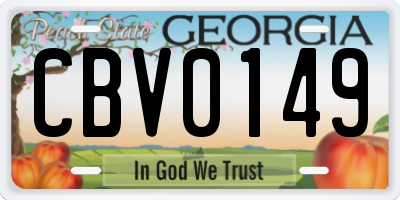GA license plate CBV0149
