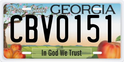 GA license plate CBV0151