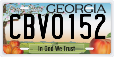 GA license plate CBV0152