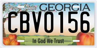 GA license plate CBV0156