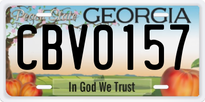 GA license plate CBV0157