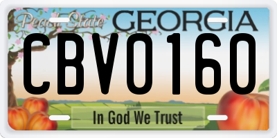 GA license plate CBV0160