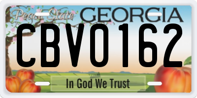 GA license plate CBV0162