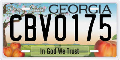 GA license plate CBV0175