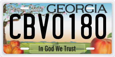 GA license plate CBV0180