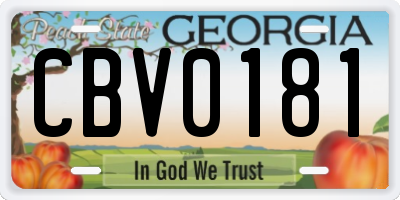 GA license plate CBV0181