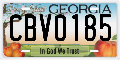 GA license plate CBV0185