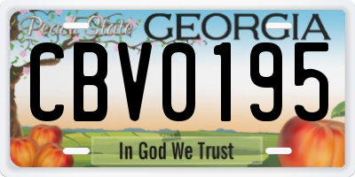 GA license plate CBV0195