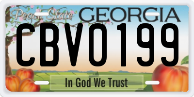 GA license plate CBV0199