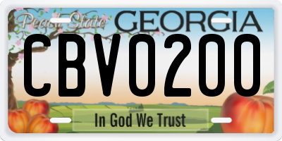 GA license plate CBV0200
