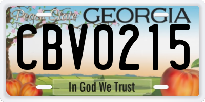 GA license plate CBV0215